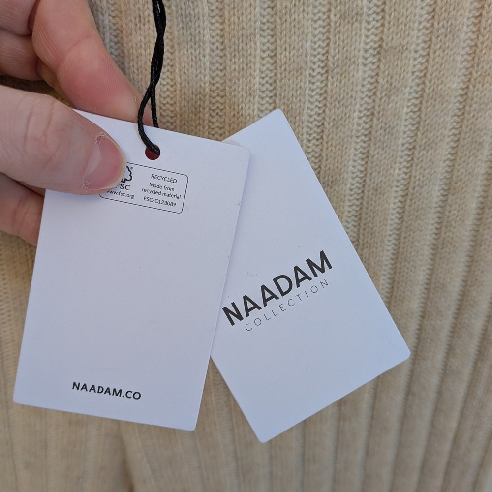 NAADAM Wool Cashmere Ribbed Flare Button Detail Pants Oatmeal Tan Size XS NWT - Picture 5 of 11